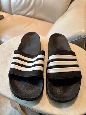 adidas Black and White Slide Sandals